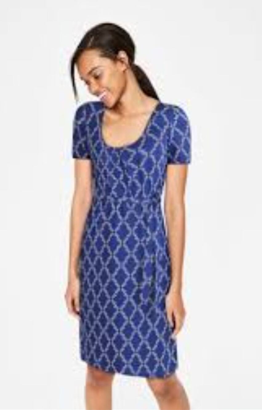 BODEN Elspeth Jersey Dress Blue Pineapple Size 10